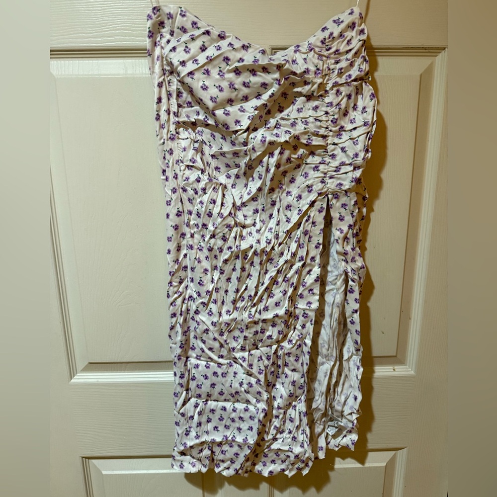 Zara Purple Floral on White Skirt